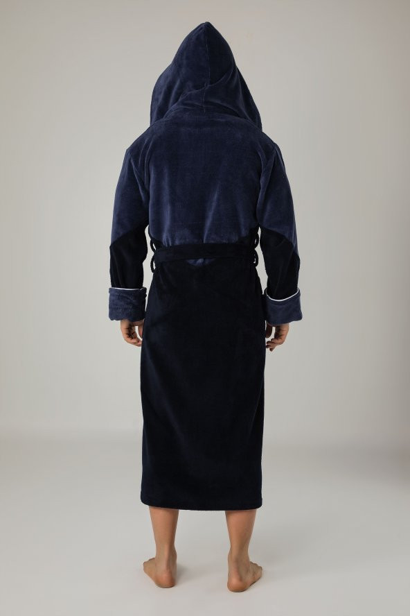 Nışa Çift Renk Bambo Cotton Erkek Bornozu - 2