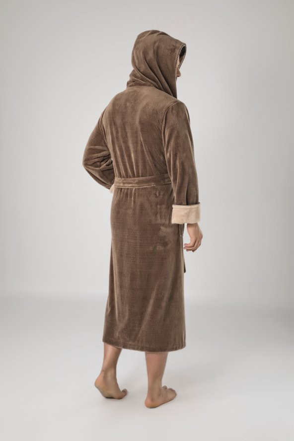 Nuşa SPORTS Nakışlı Kapşonlu Erkek Bornozu - 2