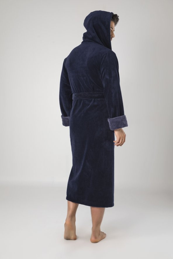 Nuşa SPORTS Nakışlı Kapşonlu Erkek Bornozu - 4