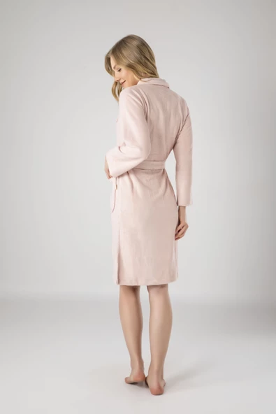 Nuşa Mint Düğmeli Cotton Bayan Bornozu - 7