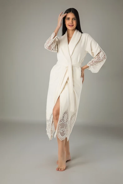 Uzun Şalyaka Dantelli Bambo Cotton