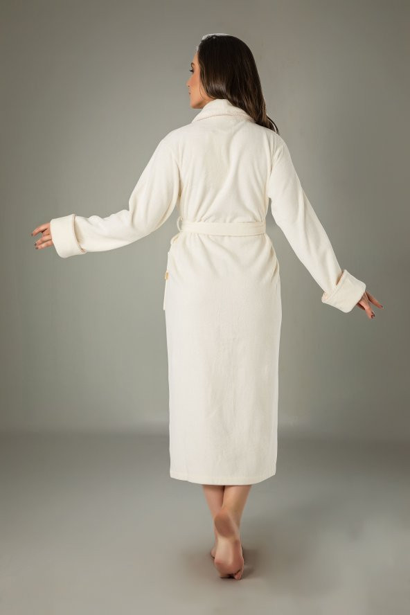 KremNakışlı Bambo Cotton Bayan Bornozu - 2