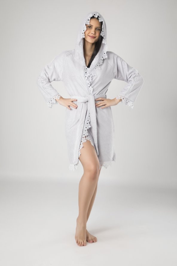 Nuşa Dantelli Bambo Cotton Bornoz