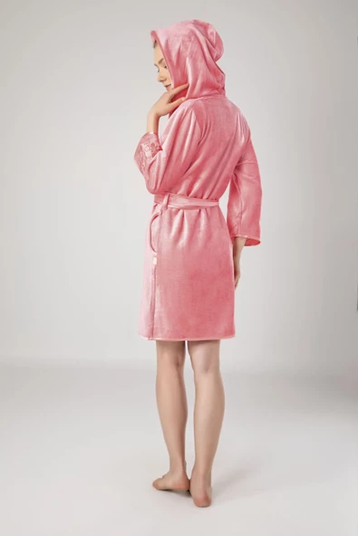 Nakışlı Pamuklu Bayan Bornozu - 2