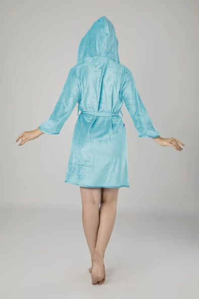 Nakışlı Pamuklu Bayan Bornozu - 4