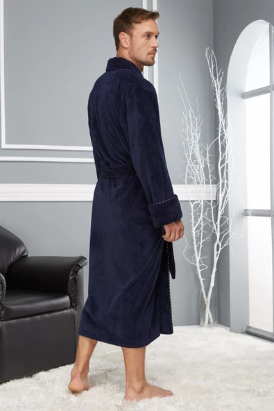 Nakışlı Bambo Cotton Erkek Bornozu - Resim 2