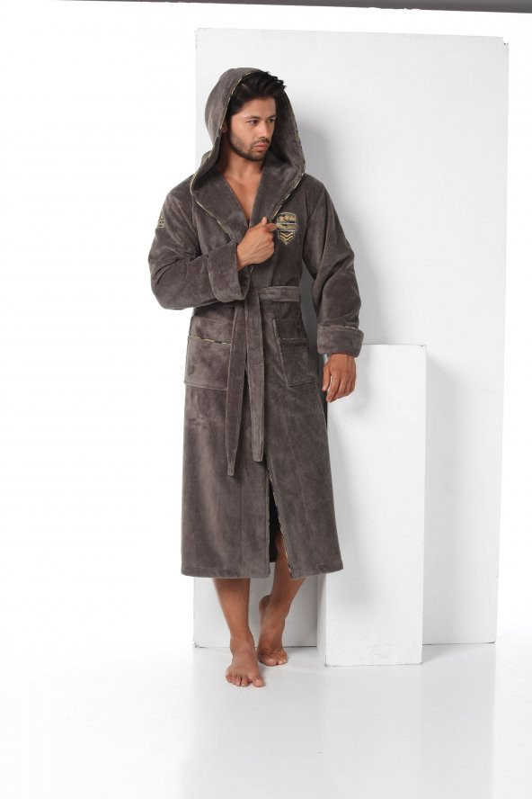 Commander Nakışlı Bambu Cotton  Erkek Bornozu - 6