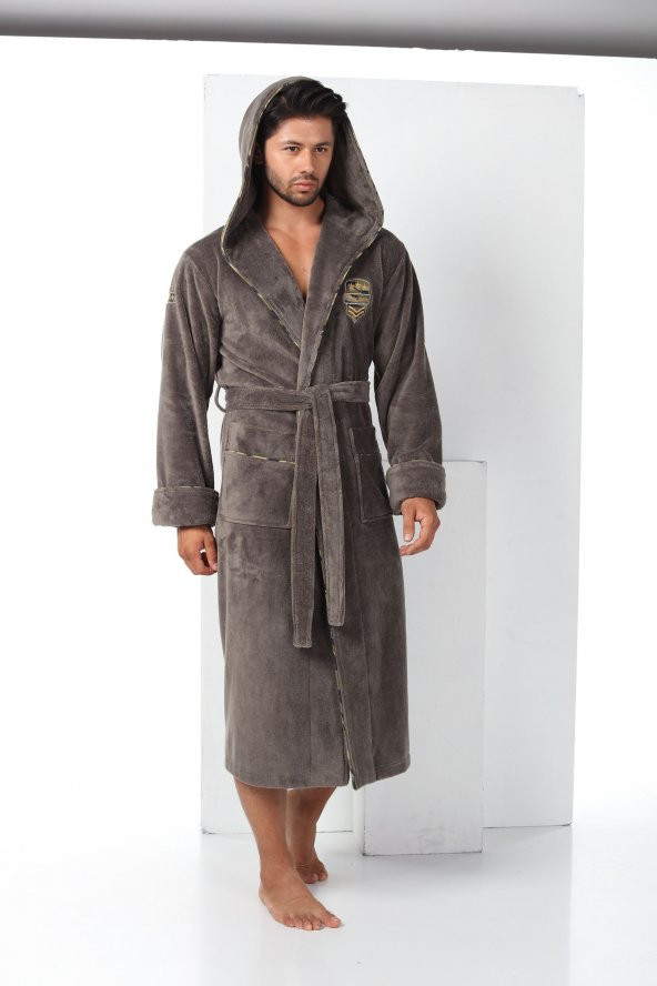 Commander Nakışlı Bambu Cotton  Erkek Bornozu - 7