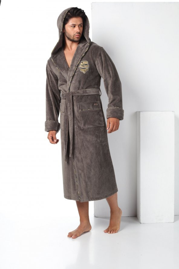 Commander Nakışlı Bambu Cotton  Erkek Bornozu - 8