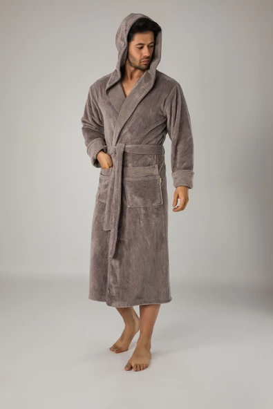 Nuşa Yaka Pitikare Bambo Cotton Erkek Bornozu - 3