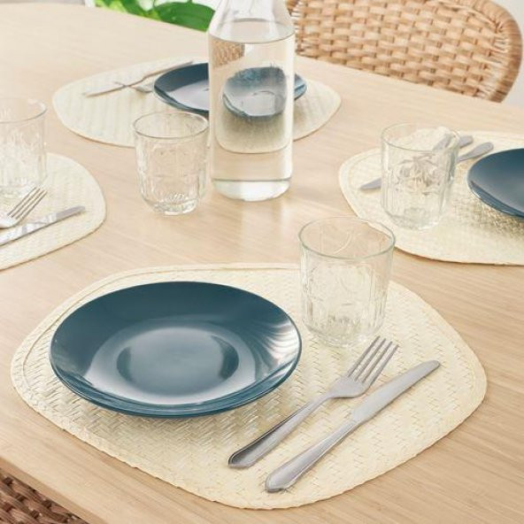 6 Adet Amerikan Servis, Palmiye Yaprağı MeridyenDukkan 37x35 cm IKEA-Sunumluk Servis - 5