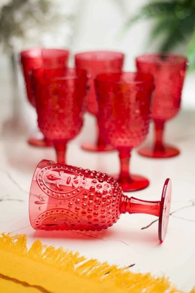 Akrilik Kırmızı Tekli Kadeh & Su Meşrubat Kahve Yanı Bardağı 450 ml ( Cam Değildir ) - 4