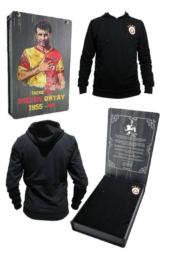Galatasaray Orijinal Sweat Kapüşonlu Logolu Siyah Sweat Özel Tasarım Ahşap Kutulu - 6