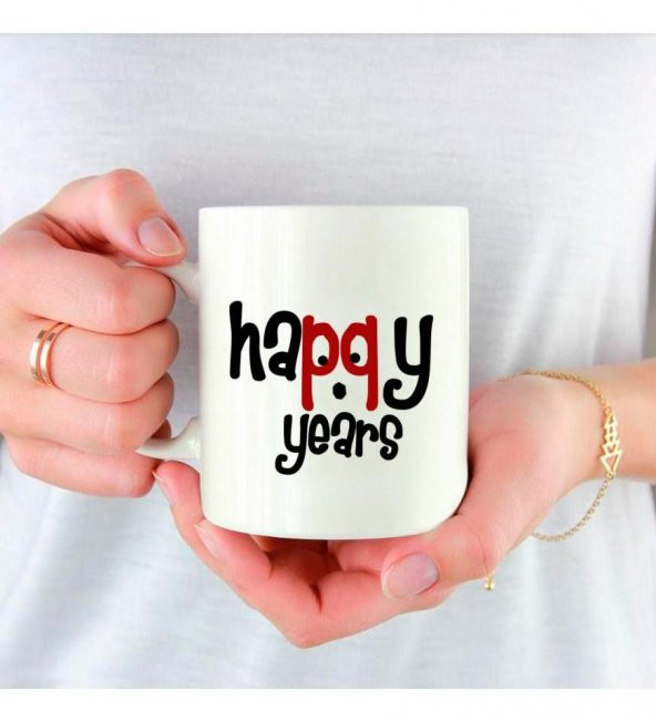 Kişiye Özel İsim 2023 Happy Years Temalı Porselen Beyaz Kupa Bardak HK2429 - Resim 2