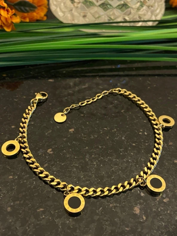 Aksesuar Çarşısı Düz Klasik Zincir Sedefli Halka Detaylı bileklik ürün görseli