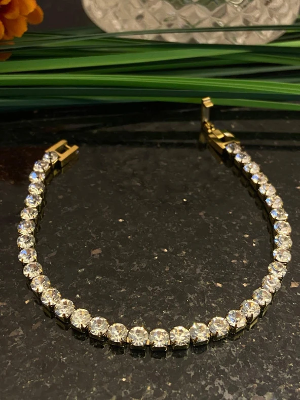 Aksesuar Çarşısı Kristal Kesim Su Yolu Bileklik Gold ürün görseli
