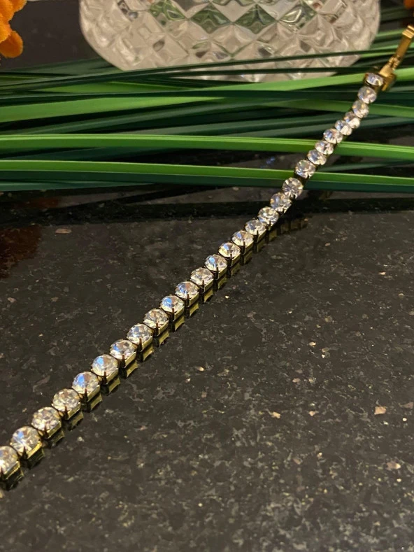 Aksesuar Çarşısı Kristal Kesim Su Yolu Bileklik Gold - Resim 2