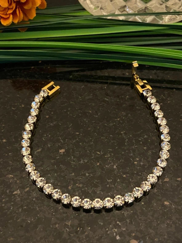 Aksesuar Çarşısı Kristal Kesim Su Yolu Bileklik Gold - Resim 3