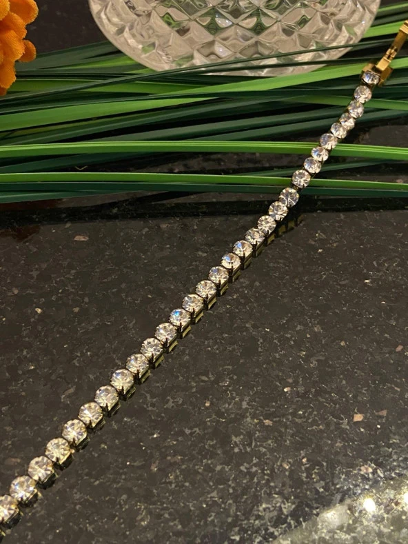 Aksesuar Çarşısı Kristal Kesim Su Yolu Bileklik Gold - Resim 4