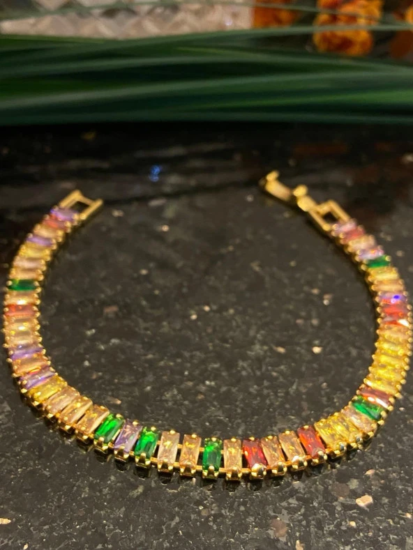 Aksesuar Çarşısı Renkli Baget Taş Su Yolu Bileklik - Resim 3