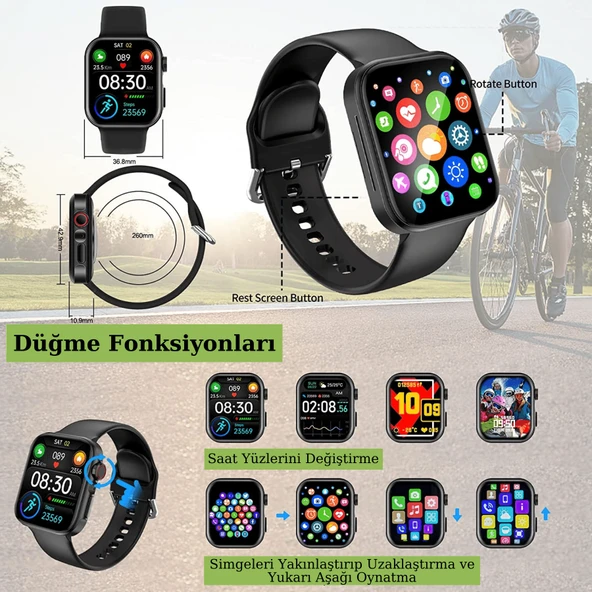 FS7 Ma Konuşma Cevaplama Uygulama Özellikli Bluetooth Saat - Resim 3