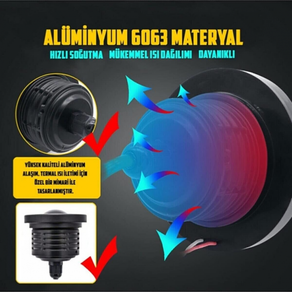 Volkswagen Golf 5 Uyumlu, Universal Mercekli Led Angel Sis Farı, 76mm Turuncu Renk - 6