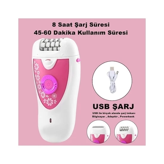 Modanlı Turbo 2 In 1 Su Geçirmez Epilasyon Aleti Epilatör Cihazı Tüy Alma Makinesi Kadın Bakım Seti