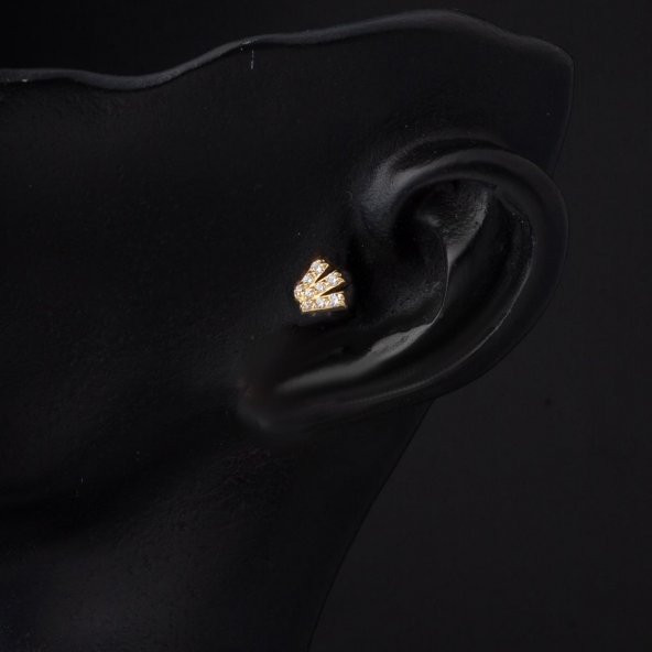 14 Ayar Altın Tragus Piercing Küpe - 2