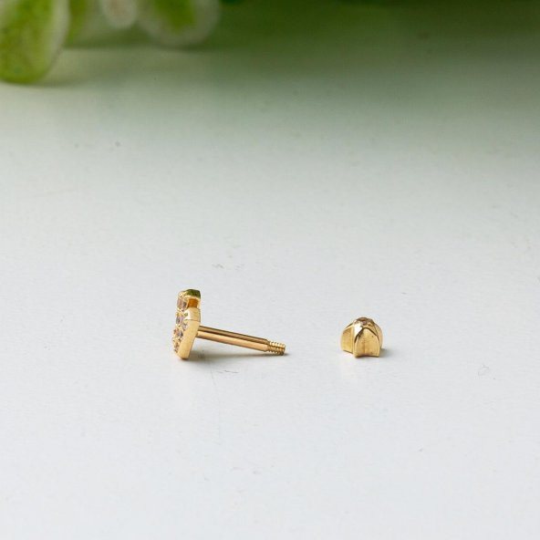 14 Ayar Altın Tragus Piercing Küpe - 3