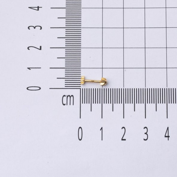 14 Ayar Altın Tektaş Tragus Piercing Küpe - 5