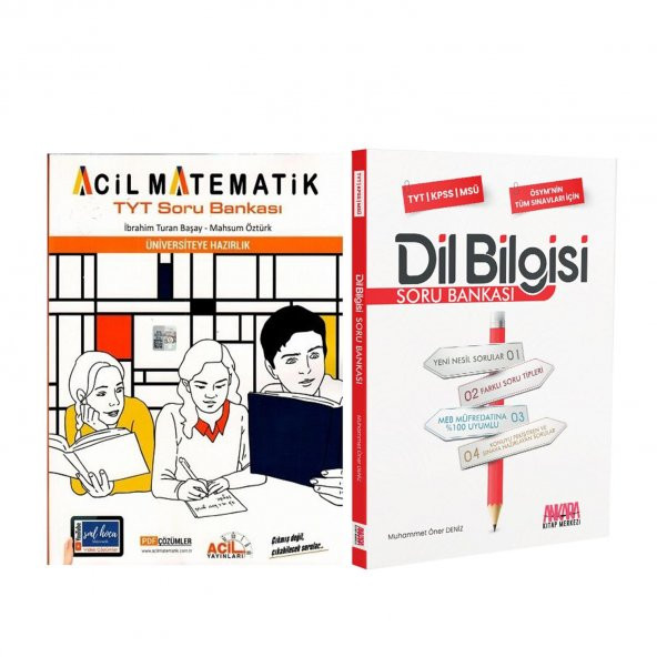 Acil TYT Matematik ve AKM Dil Bilgisi Soru Bankası Seti 2 Kitap