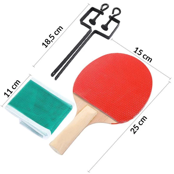Masa Tenisi Raketi Seti 7 Parça Tenis Topu Fileli Set Başlangıç Seti - 2