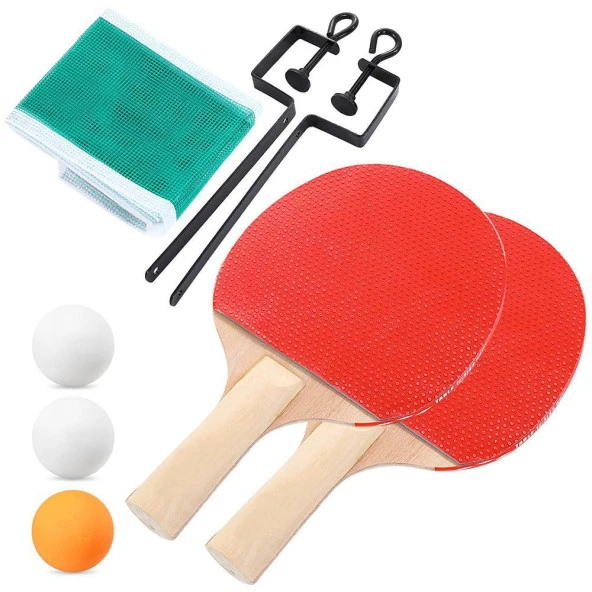 Masa Tenisi Raketi Seti 7 Parça Tenis Topu Fileli Set Başlangıç Seti - 3