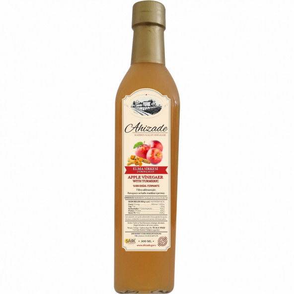 Ahizade Doğal Elma (Zerdeçallı) Sirkesi - 500 ml.