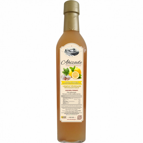 Ahizade Doğal Limon (Sarımsaklı, Maydanozlu) Sirkesi - 500 ml.