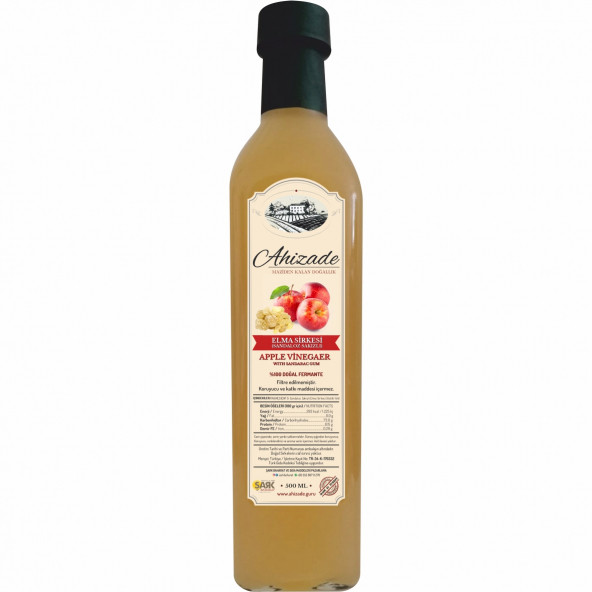 Ahizade Doğal Elma (Sandaloz Sakızlı) Sirkesi - 500 ml.