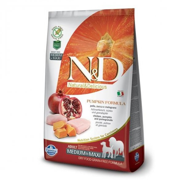 N&D Tahılsız Balkabaklı Tavuklu Medium Maxi Köpek Maması 2,5 Kg