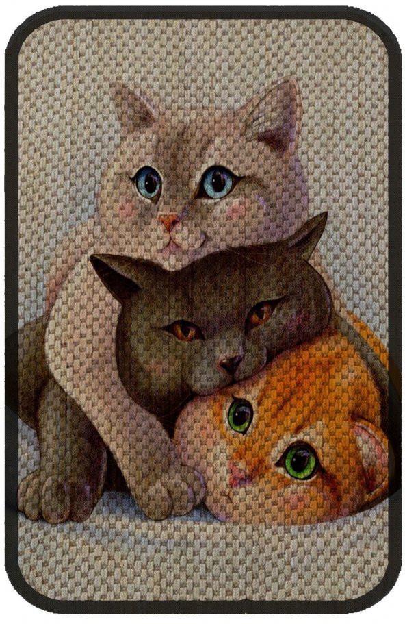 Glipet Desenli Kedi Tırmalama Paspası 58x37 Cm Three Cat