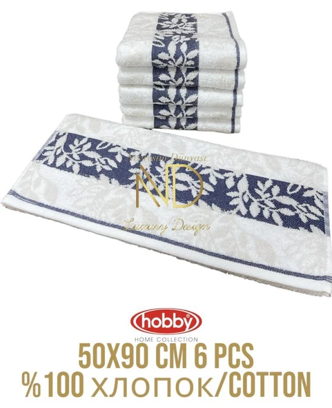 Hobby Pamuk 6´lı 50x90 Havlu Seti Spring Mavi - 2