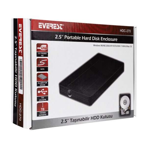 EVEREST HDC-270 HARİCİ 2.5 USB 2.0 SATA HARDDİSK KUTUSU - 8