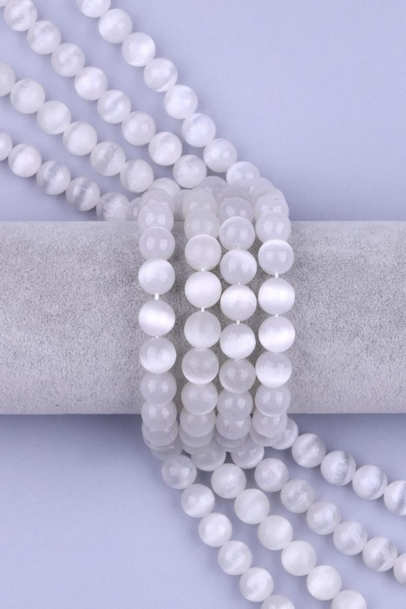 Selenit Doğal Taş Dizi 10 mm Küre Kesim ürün görseli