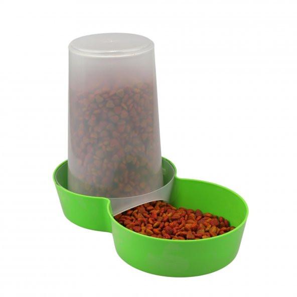 Miapet Hazneli Plastik Kedi-Köpek Mama ve Su Kabı 1,5 Lt Yuvarlak Yeşil - 2