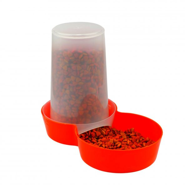 Miapet Hazneli Plastik Kedi-Köpek Mama ve Su Kabı 1,5 Lt Yuvarlak Turuncu - 3