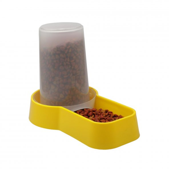 Miapet Hazneli Plastik Kedi-Köpek Mama ve Su Kabı 1,5 Lt Kare Sarı - 4