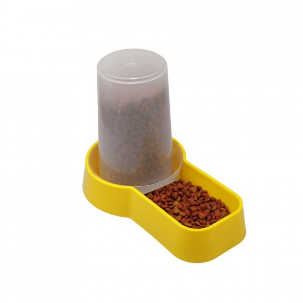 Miapet Hazneli Plastik Kedi-Köpek Mama ve Su Kabı 1,5 Lt Kare Sarı - 5