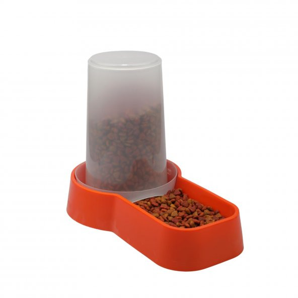 Miapet Hazneli Plastik Kedi-Köpek Mama ve Su Kabı 1,5 Lt Kare Turuncu - 4