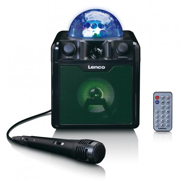 LENCO BTC-055 BK - IŞIKLI BLUETOOTH HOPARLÖR, USB, SD, RC, MIC, AC