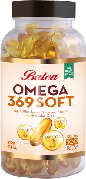 Balen Omega 3,6,9 Soft Yağ Asitleri İçeren Yumuşak Kapsül 1380 MG*100