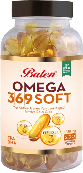 Balen Omega 3,6,9 Soft Yağ Asitleri İçeren Yumuşak Kapsül 1380 MG*200