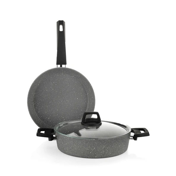 Schafer Eternal 2 li Set Basık Tencere 26Cm+Tava 26Cm-Gri - 8